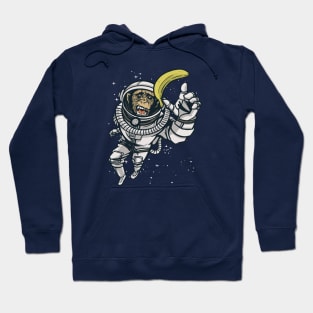 Funny Chimpanzee Astronaut Chasing Banana in Outer Space Hoodie